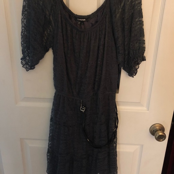 My Michelle Gray Lace Dress - Picture 7 of 8